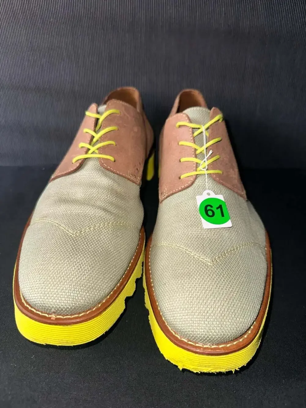 No.61 Donald J Pliner Made In Italy Canvas and Suede Brogue Oxford Derby Shoes